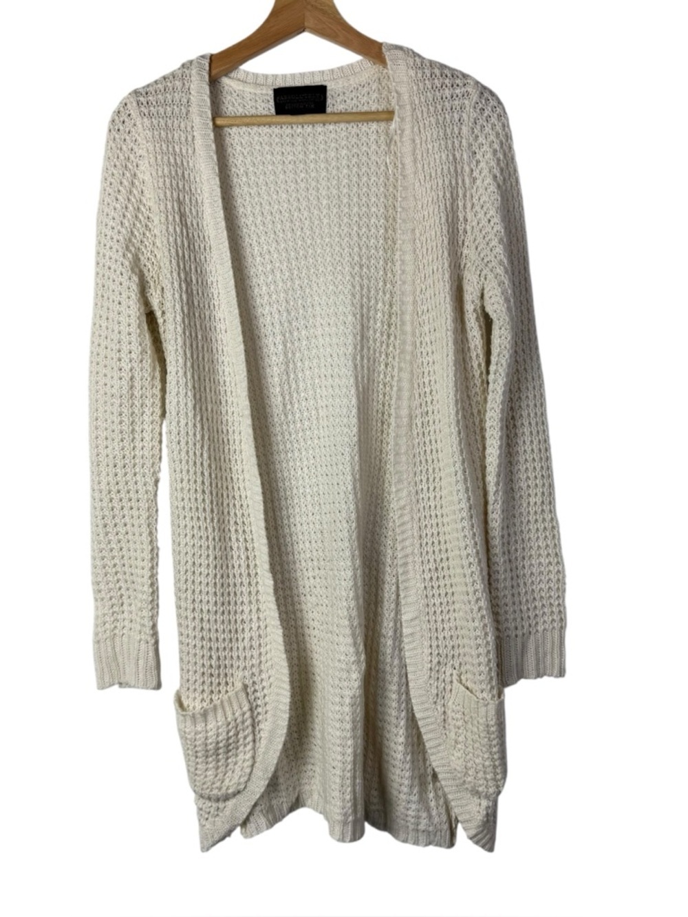 Absolutely Creative Worldwide White Knit Tunic Length Cardigan Sweater S